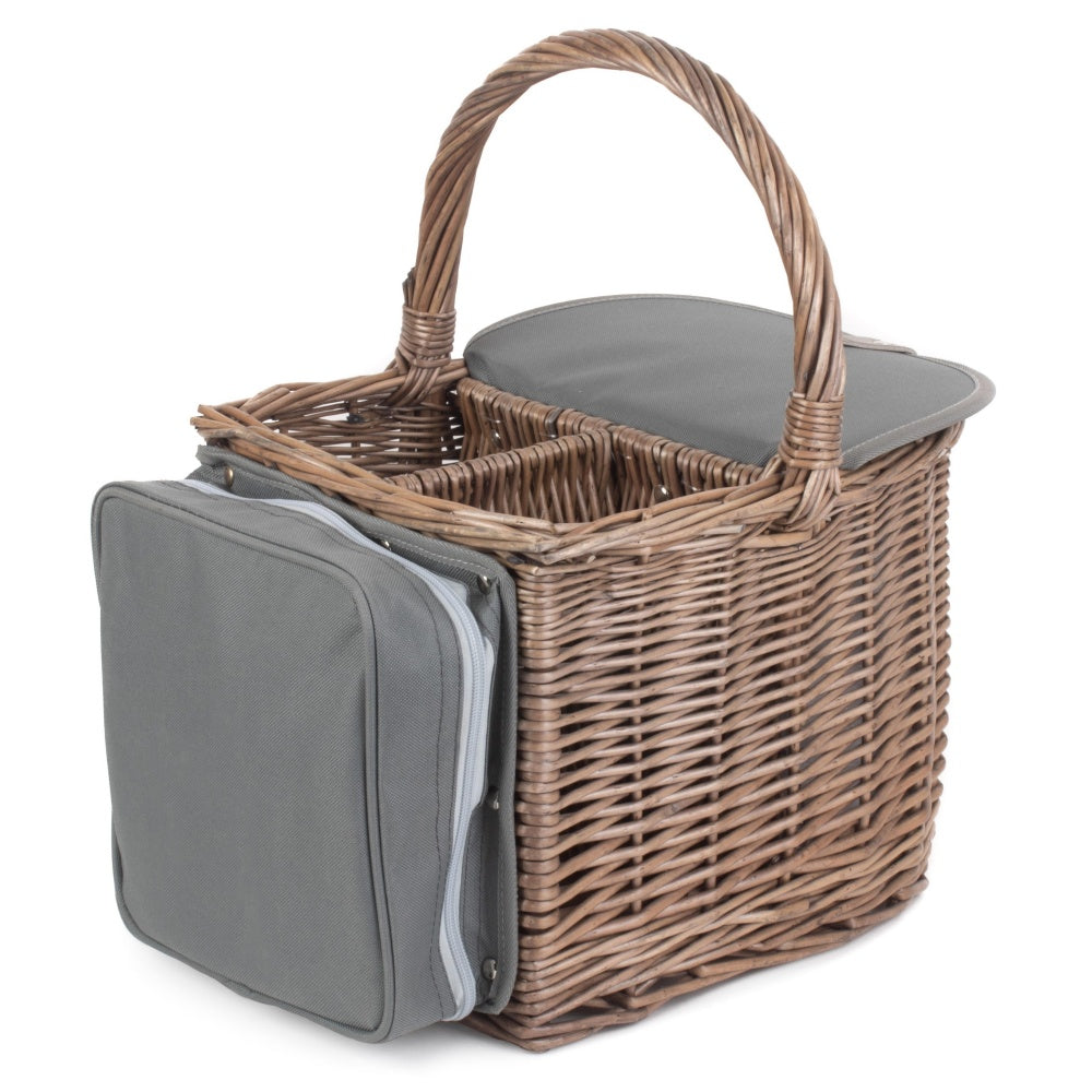2 Bottle Beach Wicker Picnic Basket Hamper-1