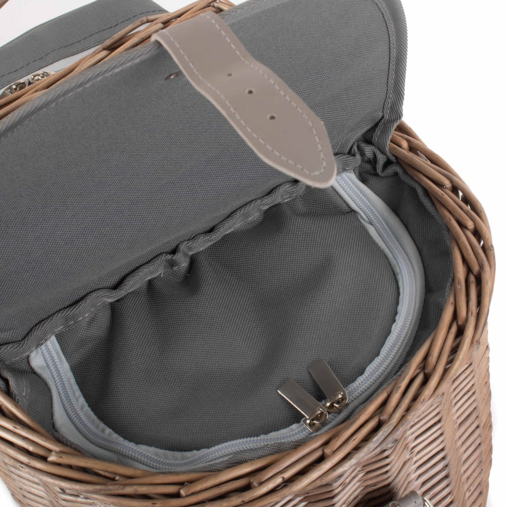 2 Bottle Beach Wicker Picnic Basket Hamper-2