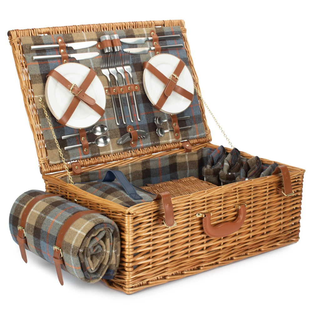 Deluxe 4 Person Ravenstor Fitted Wicker Picnic Basket-1