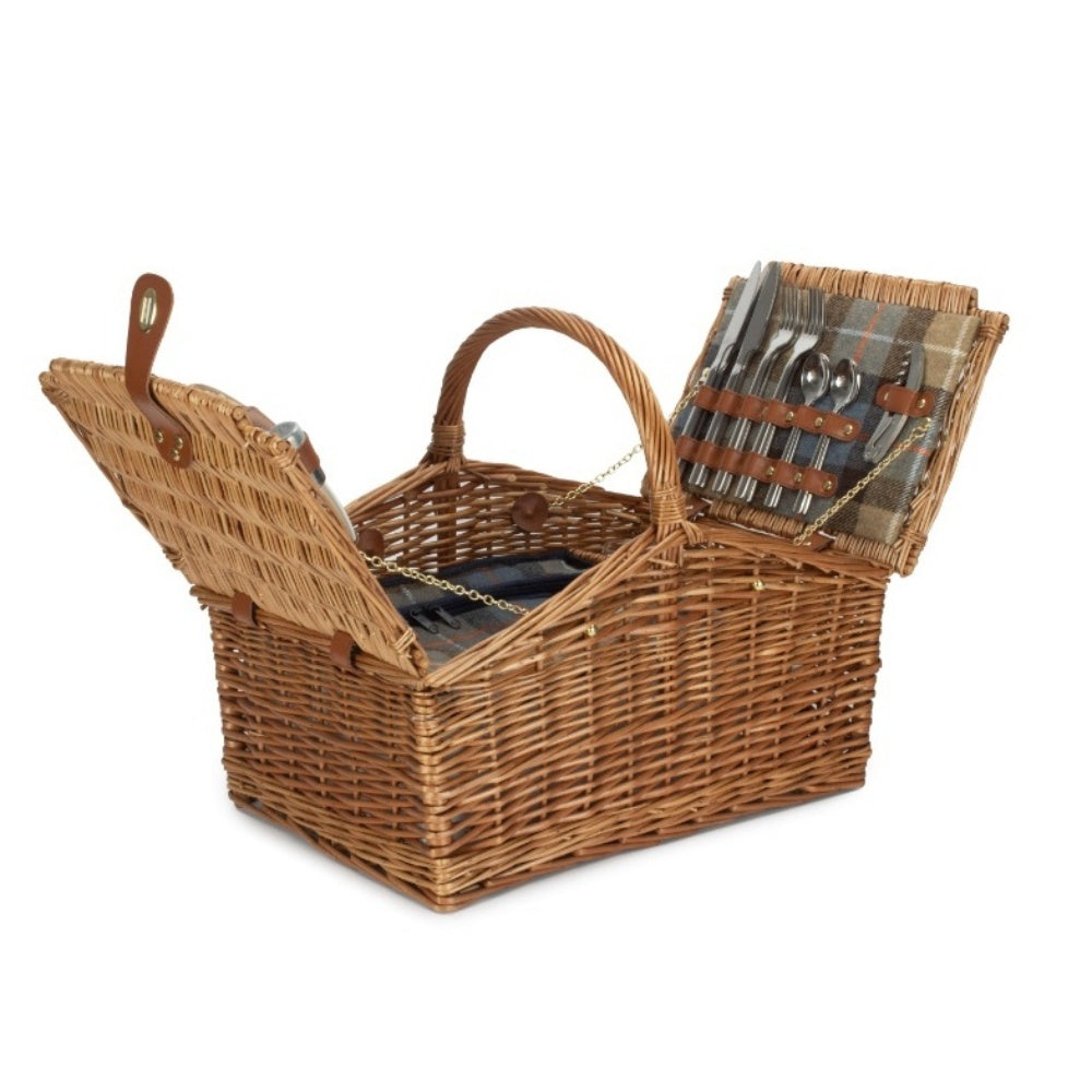 4 Person Ravenstor Double Lidded Fitted Wicker Picnic Basket-1