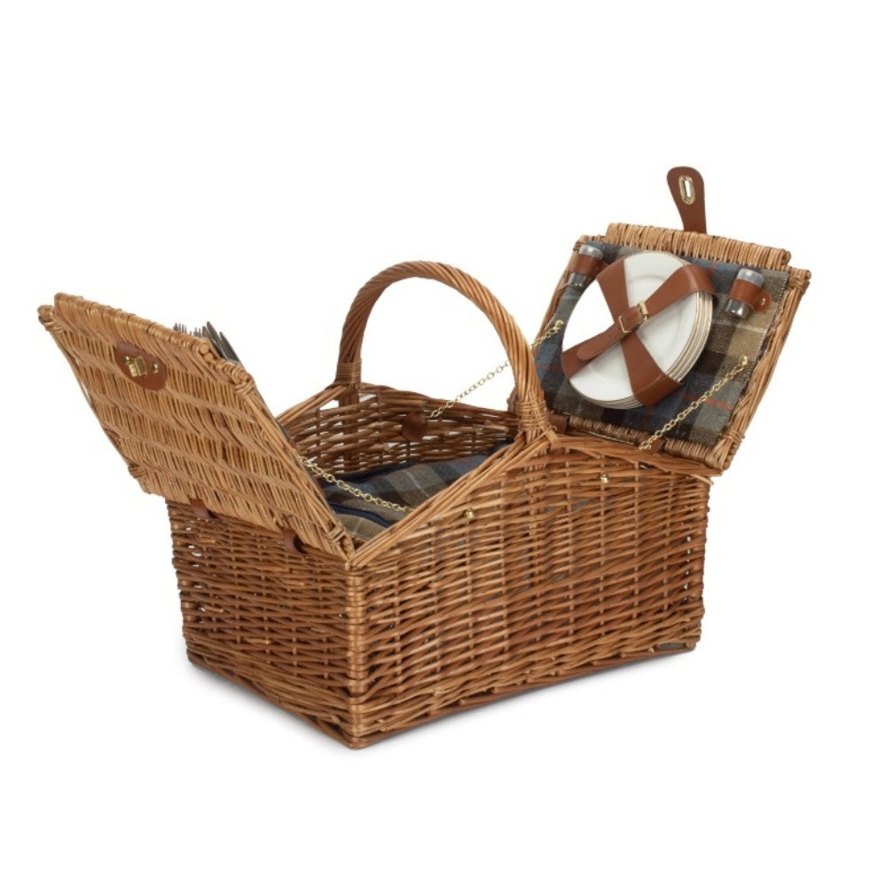 4 Person Ravenstor Double Lidded Fitted Wicker Picnic Basket-2