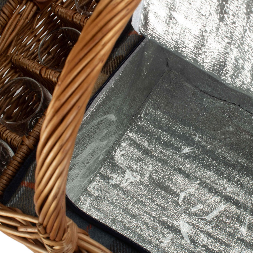 4 Person Ravenstor Double Lidded Fitted Wicker Picnic Basket-4