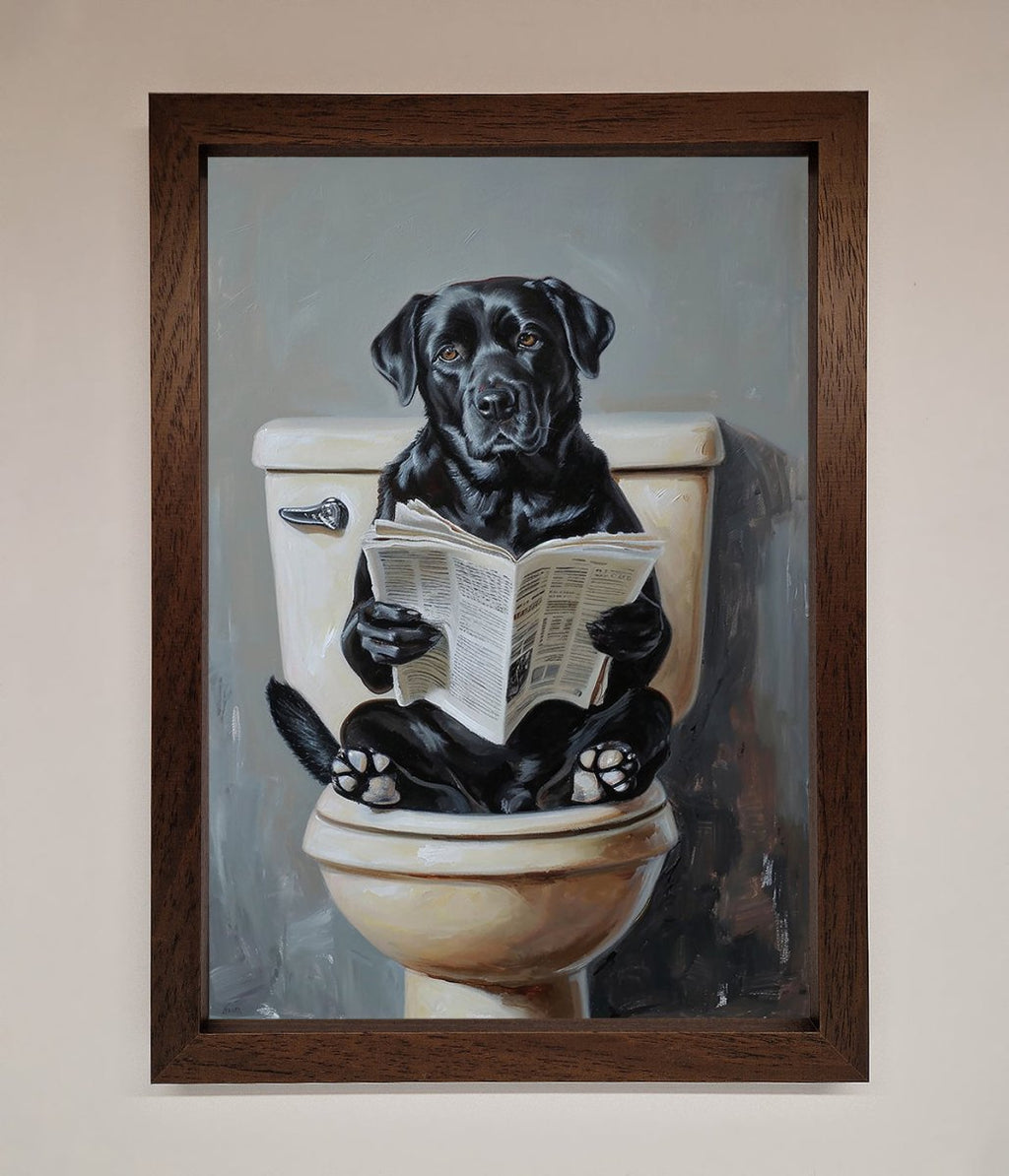 Black Lab On The Toilet Framed Poster-4
