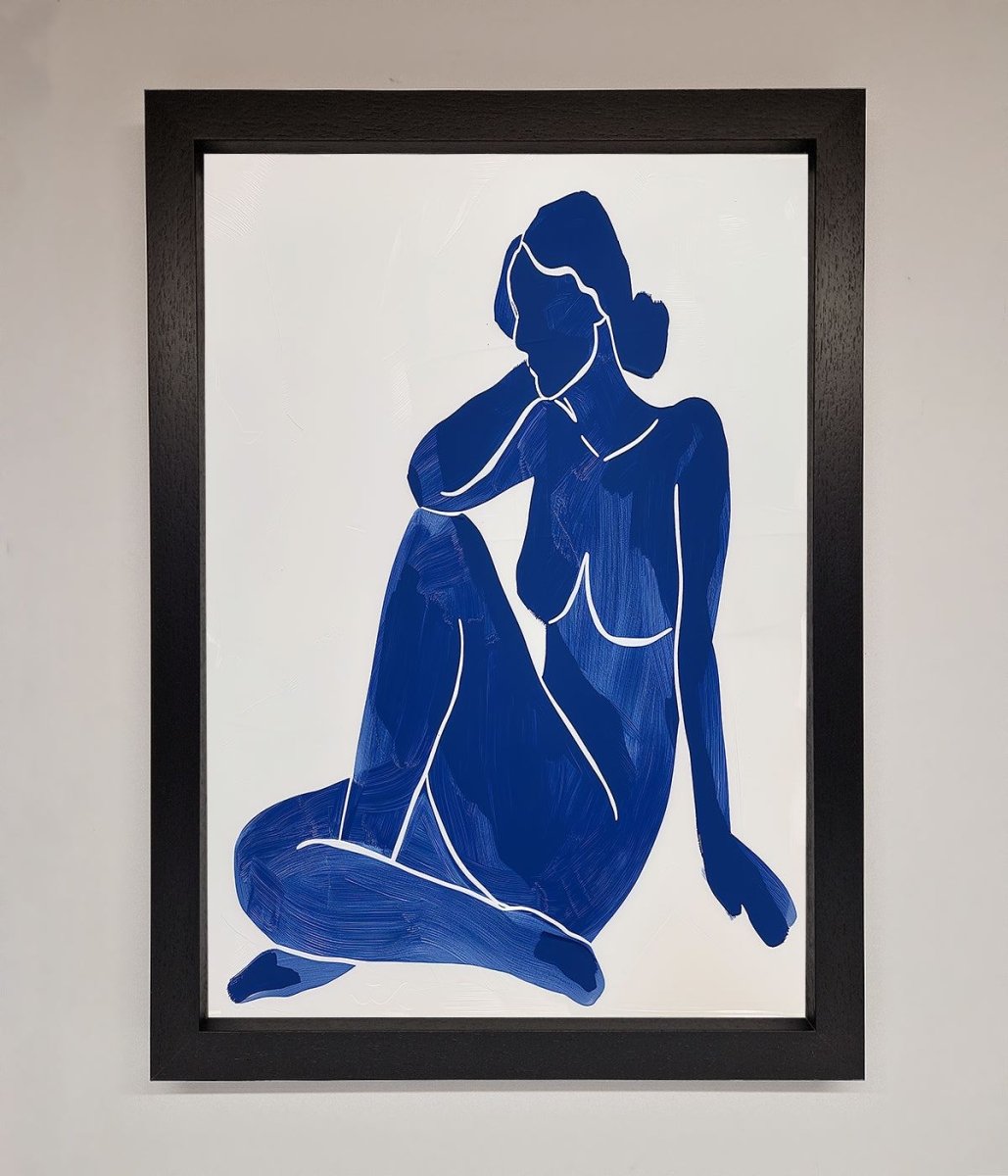 Blue Woman Pose Matisse Style Framed Print-1