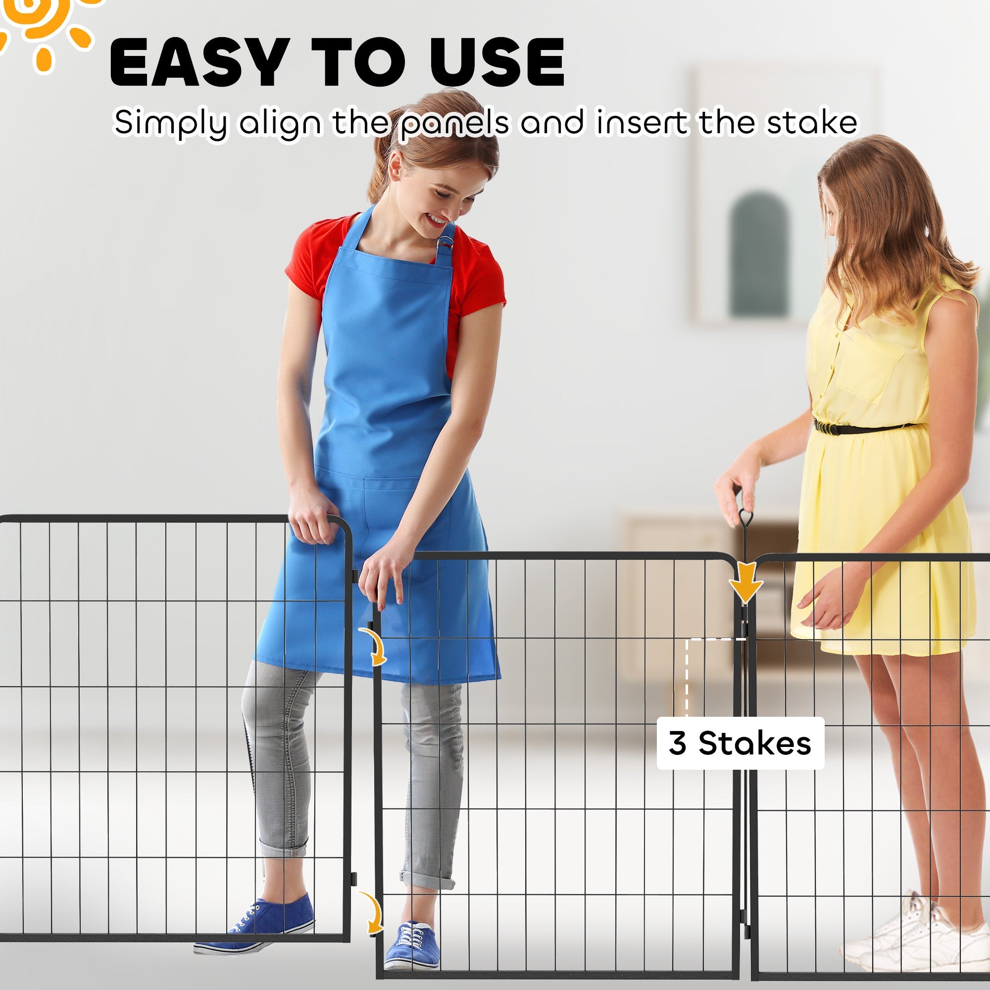2 Piece Dog Pen Expansion Pack for 80cm High Animal Pen with 3 Connecting Stakes-4