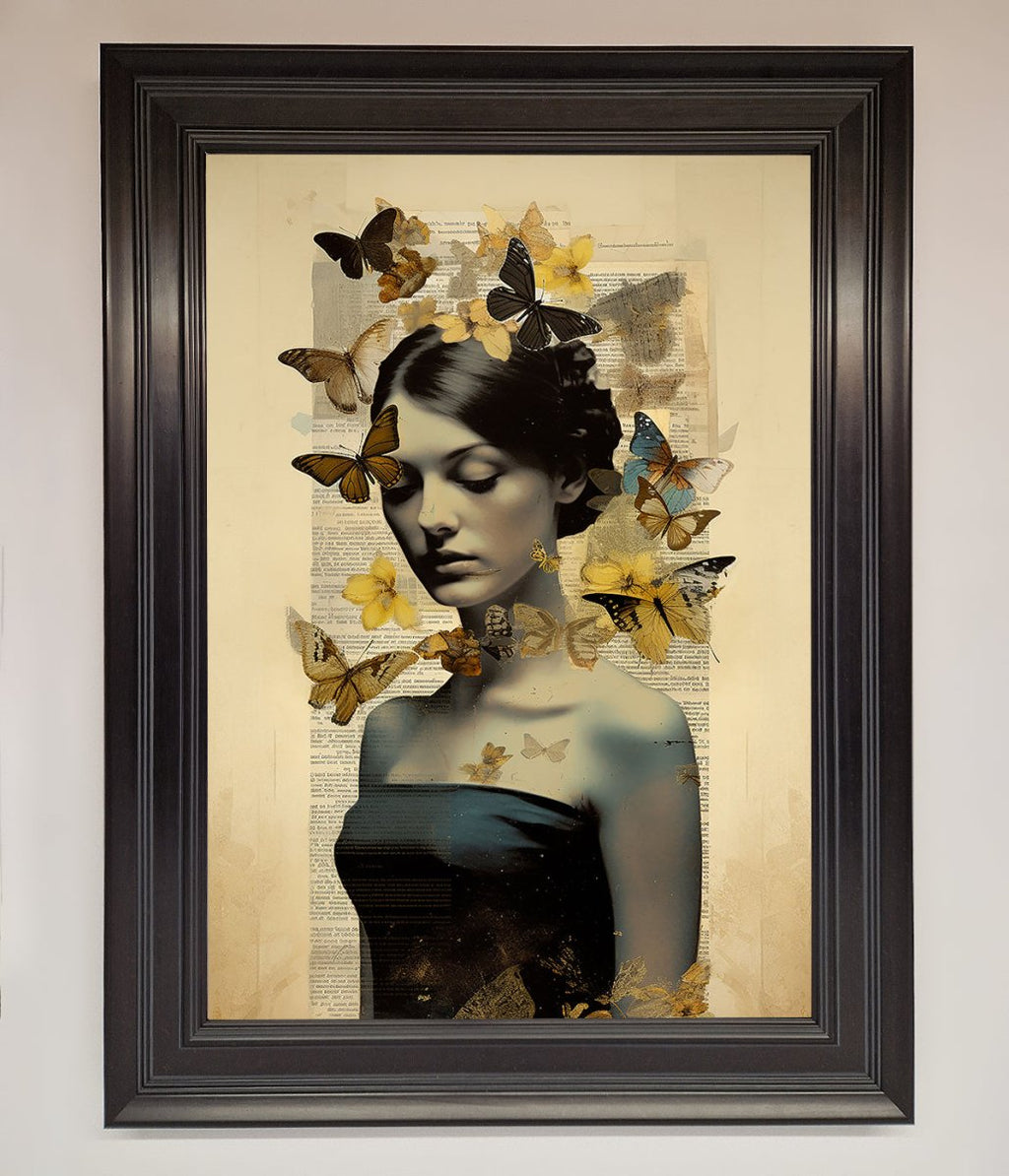 Butterfly Book Woman Framed Poster-16