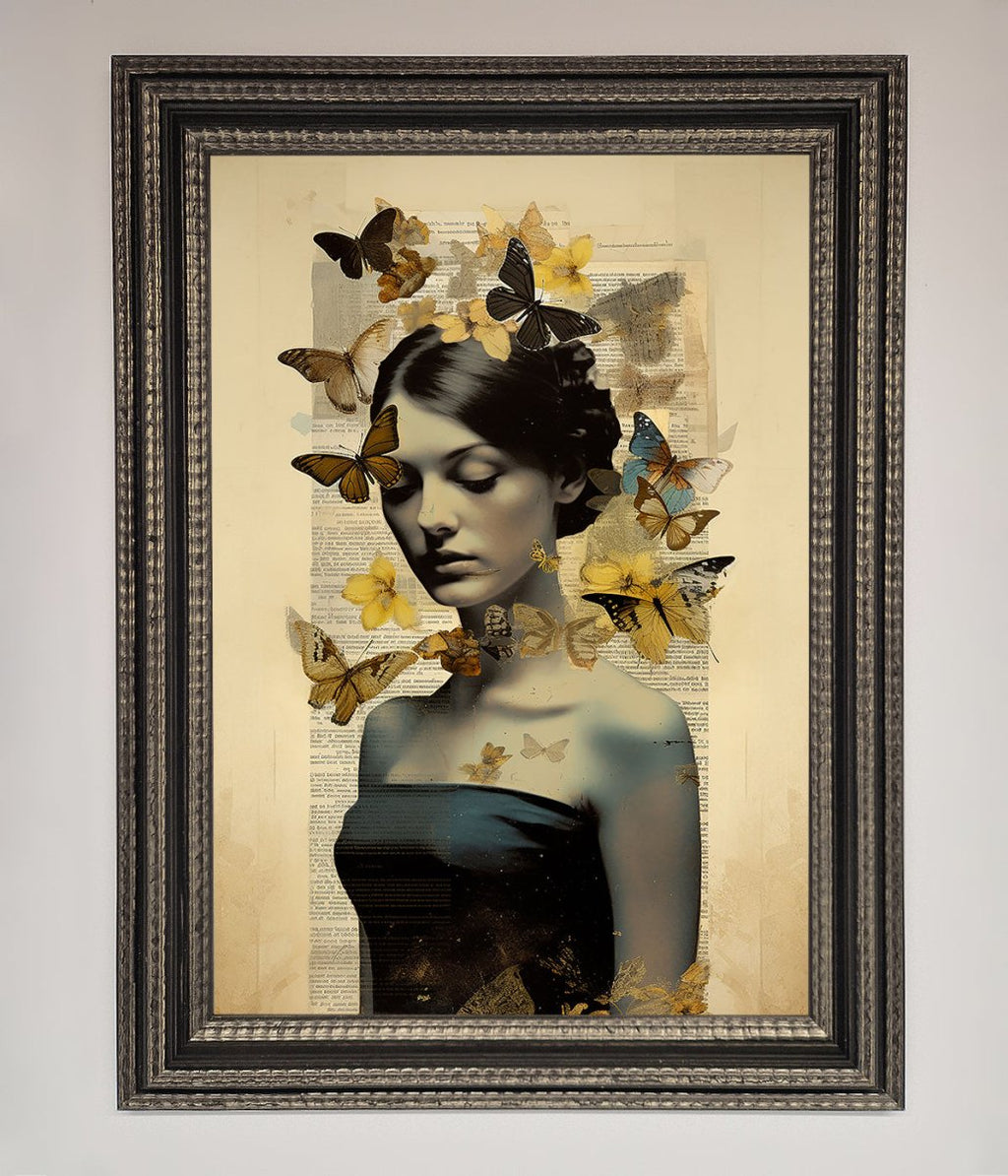 Butterfly Book Woman Framed Poster-14