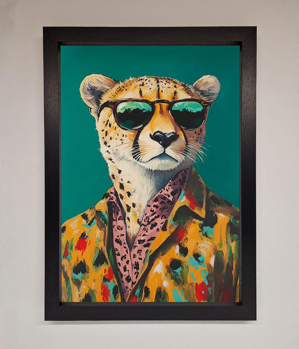 Cheetah With Sunglasses Framed Print-1