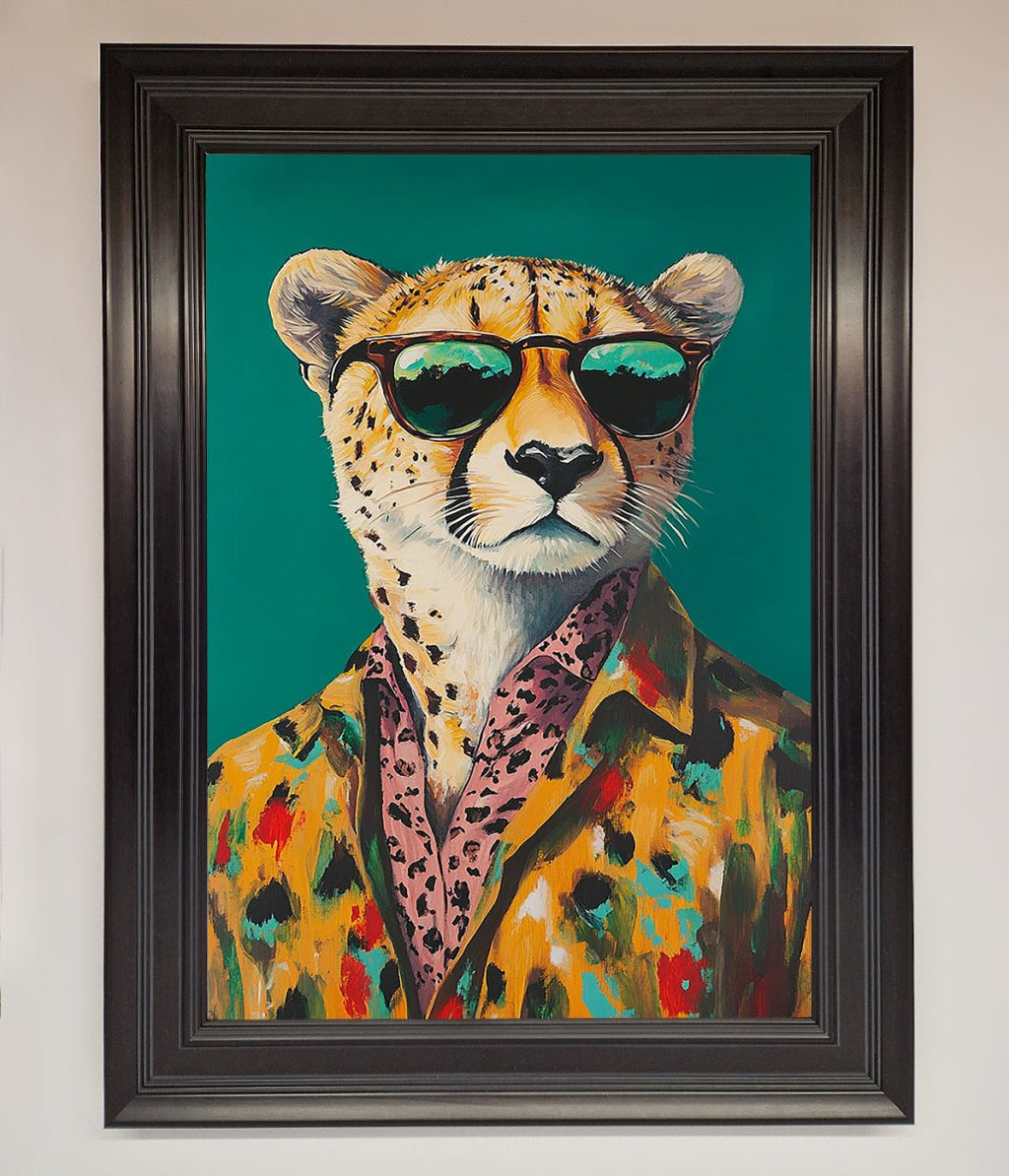 Cheetah With Sunglasses Framed Print-16