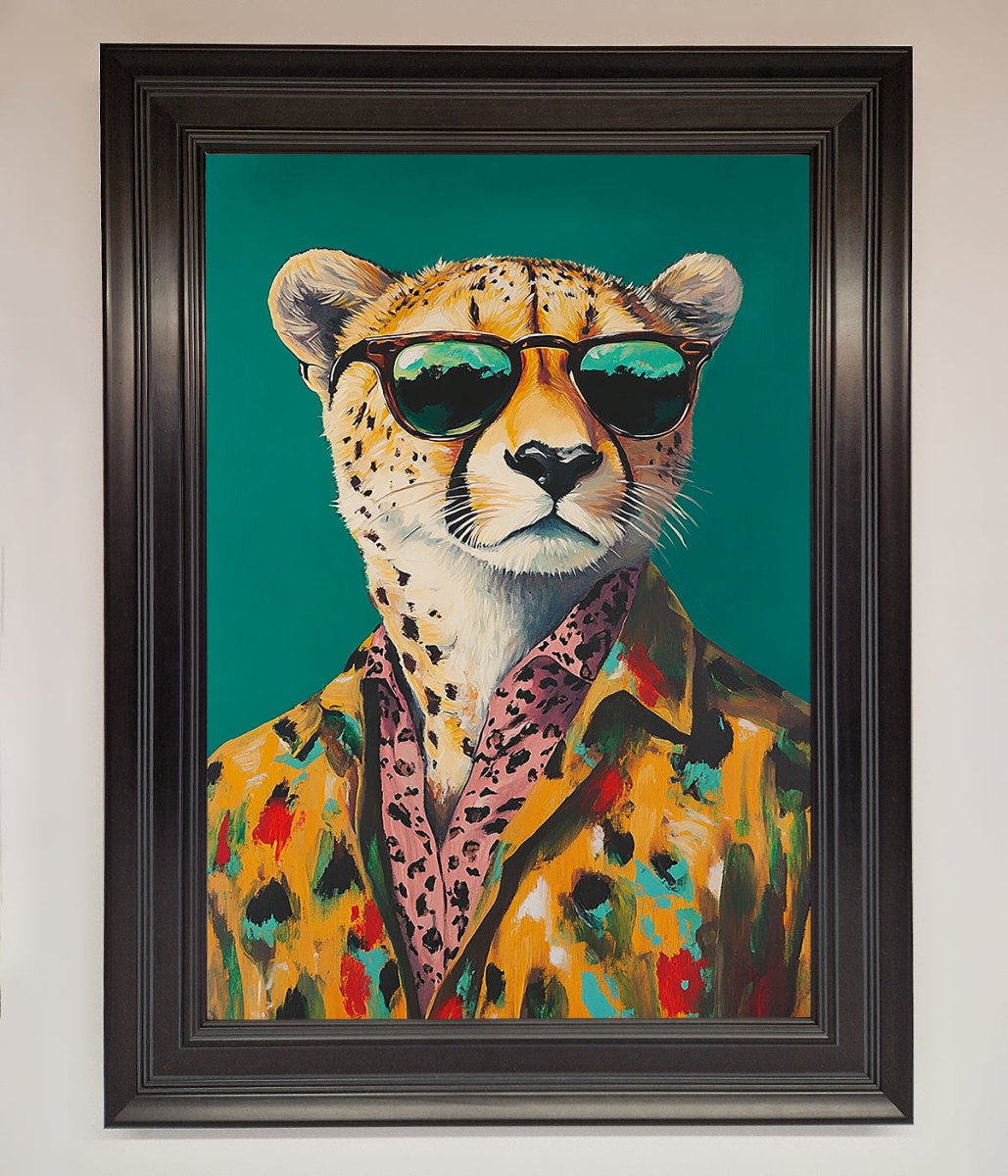 Cheetah With Sunglasses Framed Print-16