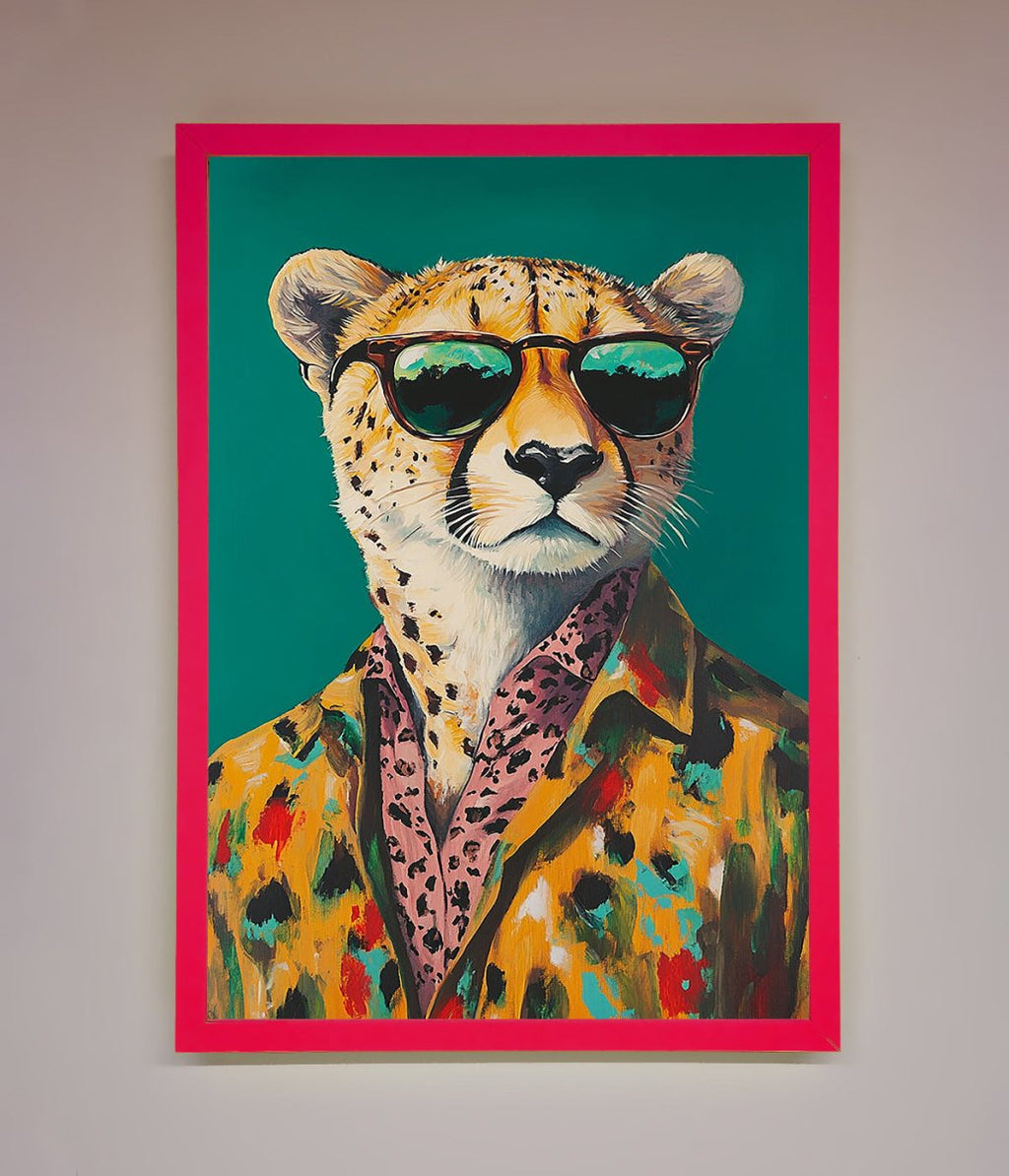 Cheetah With Sunglasses Framed Print-5