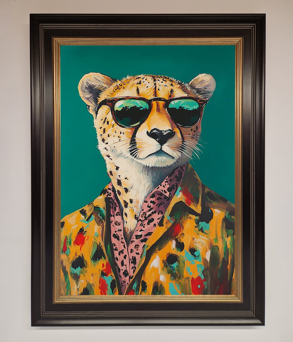 Cheetah With Sunglasses Framed Print-18