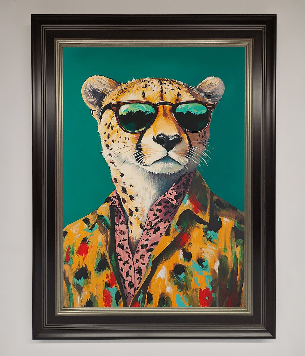 Cheetah With Sunglasses Framed Print-17