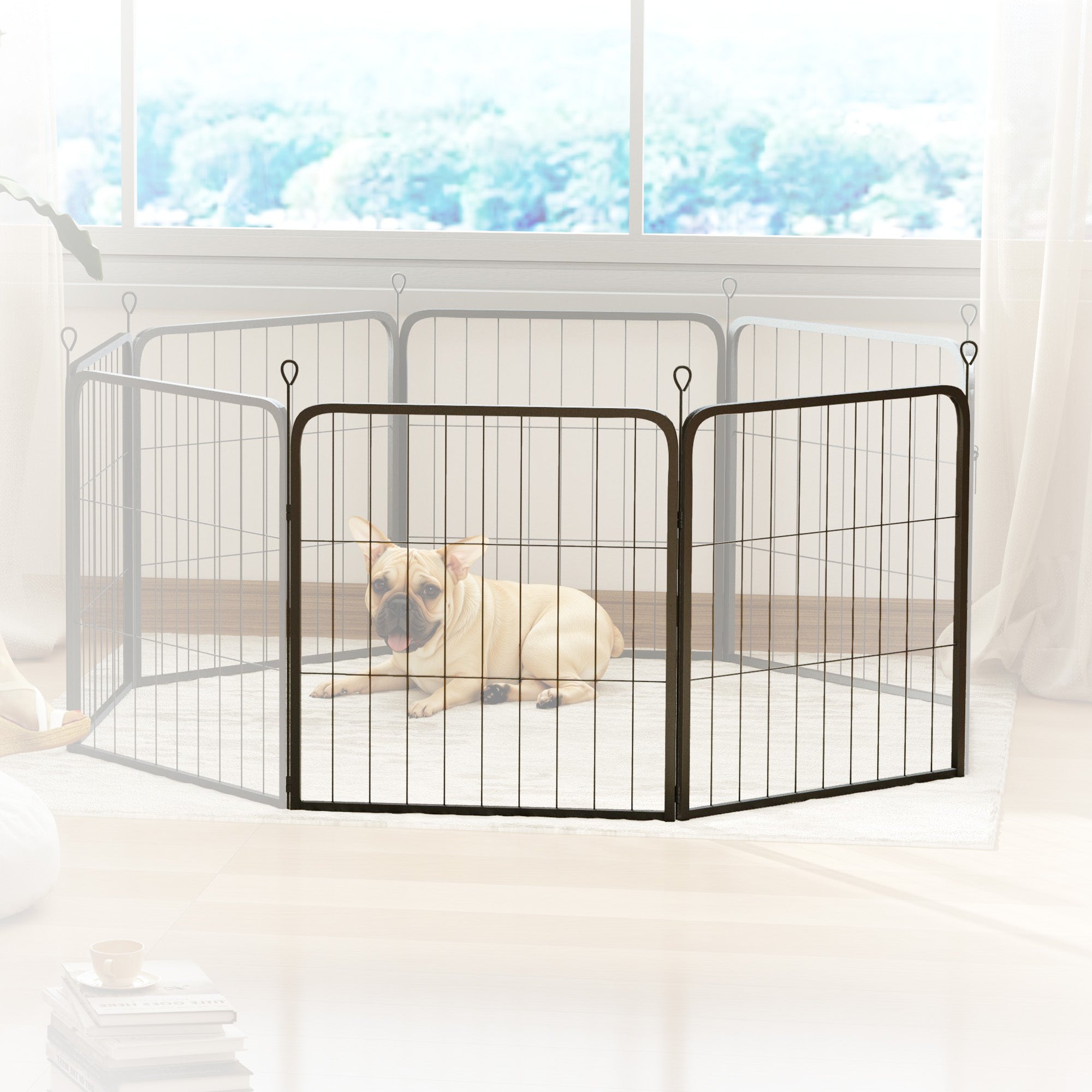 2 Piece Dog Pen Expansion Pack for 60cm High Animal Pen with 3 Connecting Stakes-1