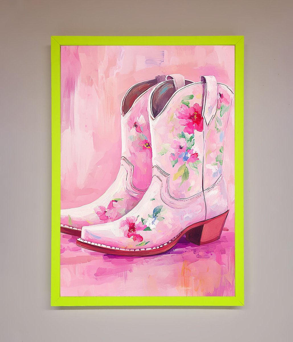 Floral Cowboy Boots Framed Poster-8