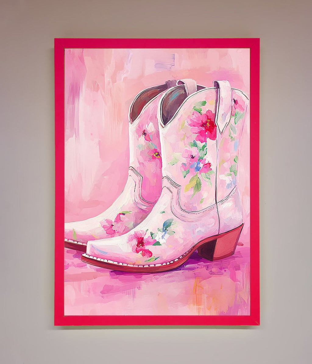 Floral Cowboy Boots Framed Poster-5