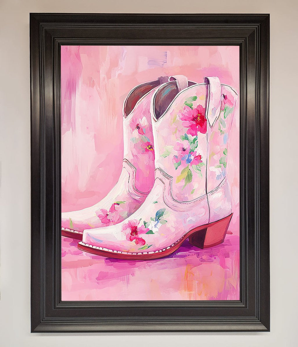 Floral Cowboy Boots Framed Poster-16