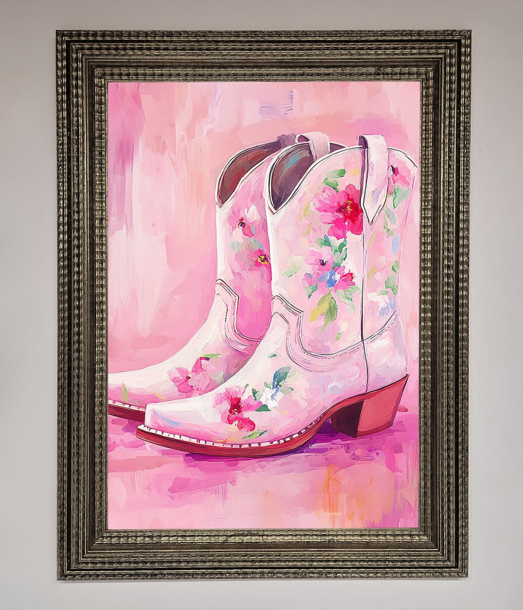 Floral Cowboy Boots Framed Poster-11