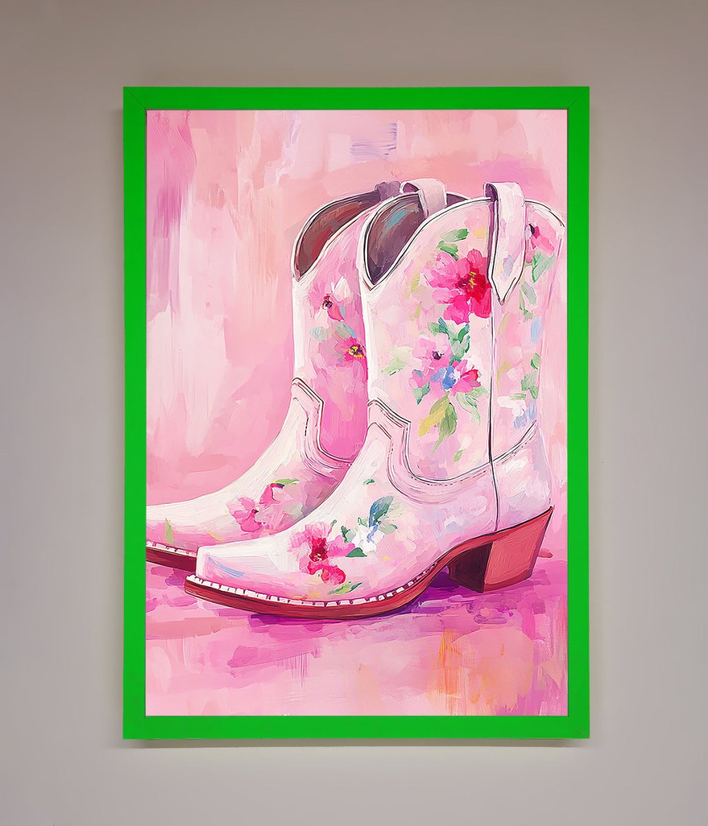 Floral Cowboy Boots Framed Poster-9