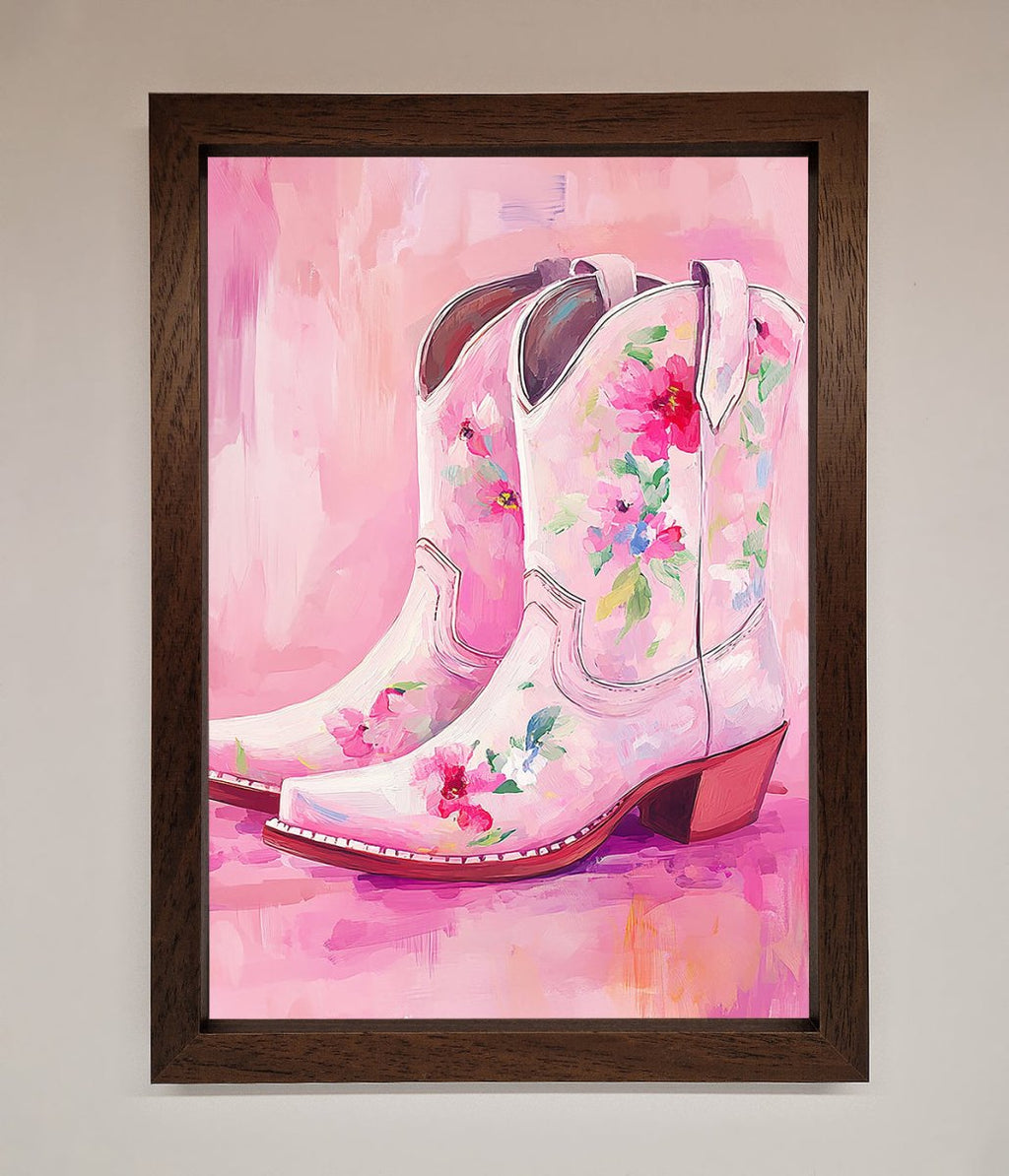 Floral Cowboy Boots Framed Poster-4