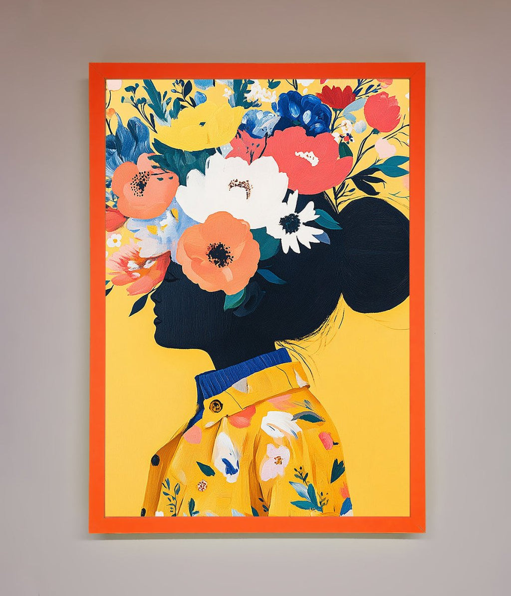 Floral Explosion Yellow Framed Print-0