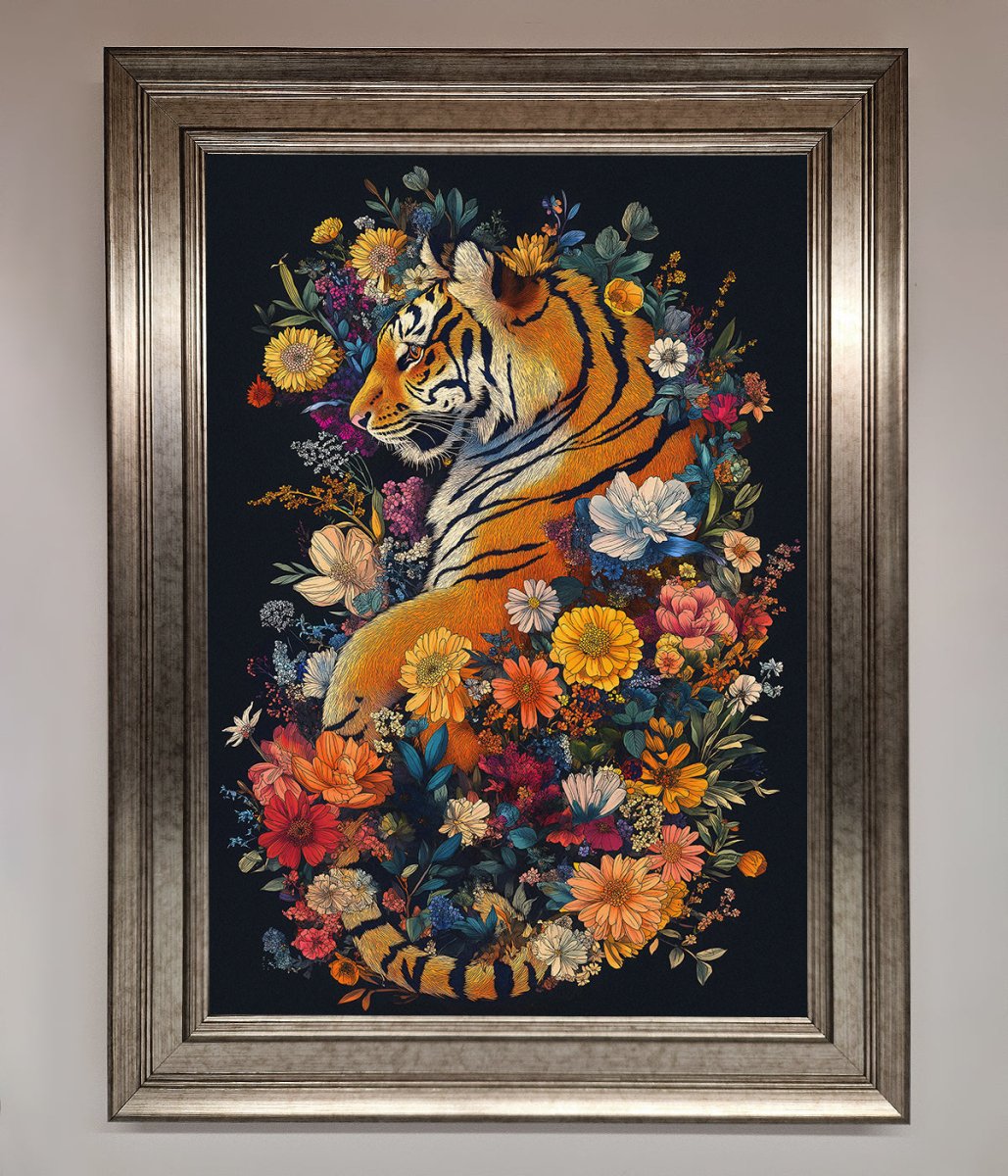 Floral Garden Tiger Framed Wall Art-5