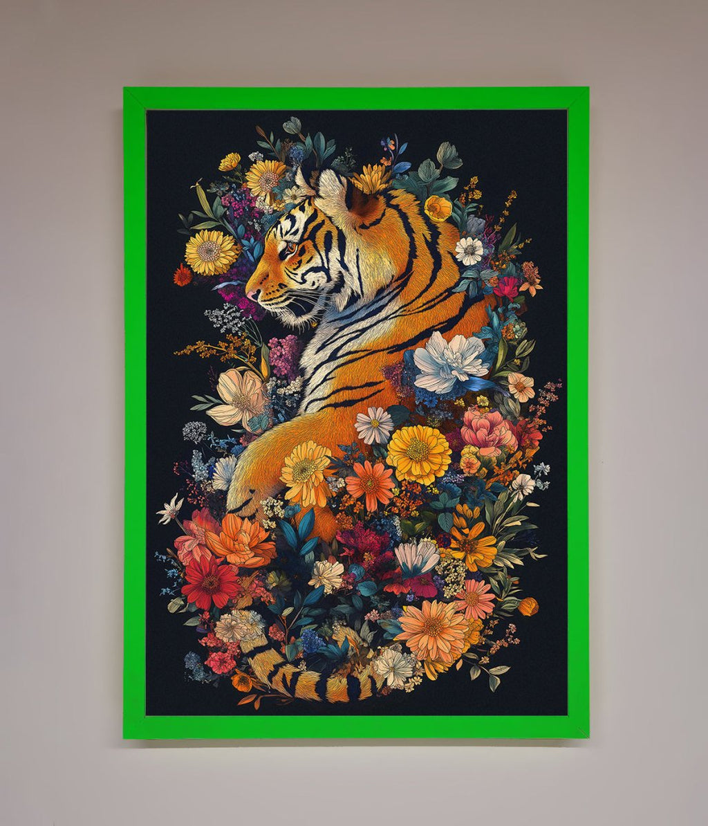 Floral Garden Tiger Framed Wall Art-11