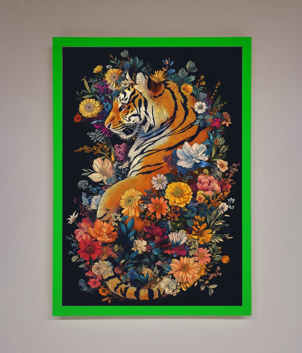 Floral Garden Tiger Framed Wall Art-11