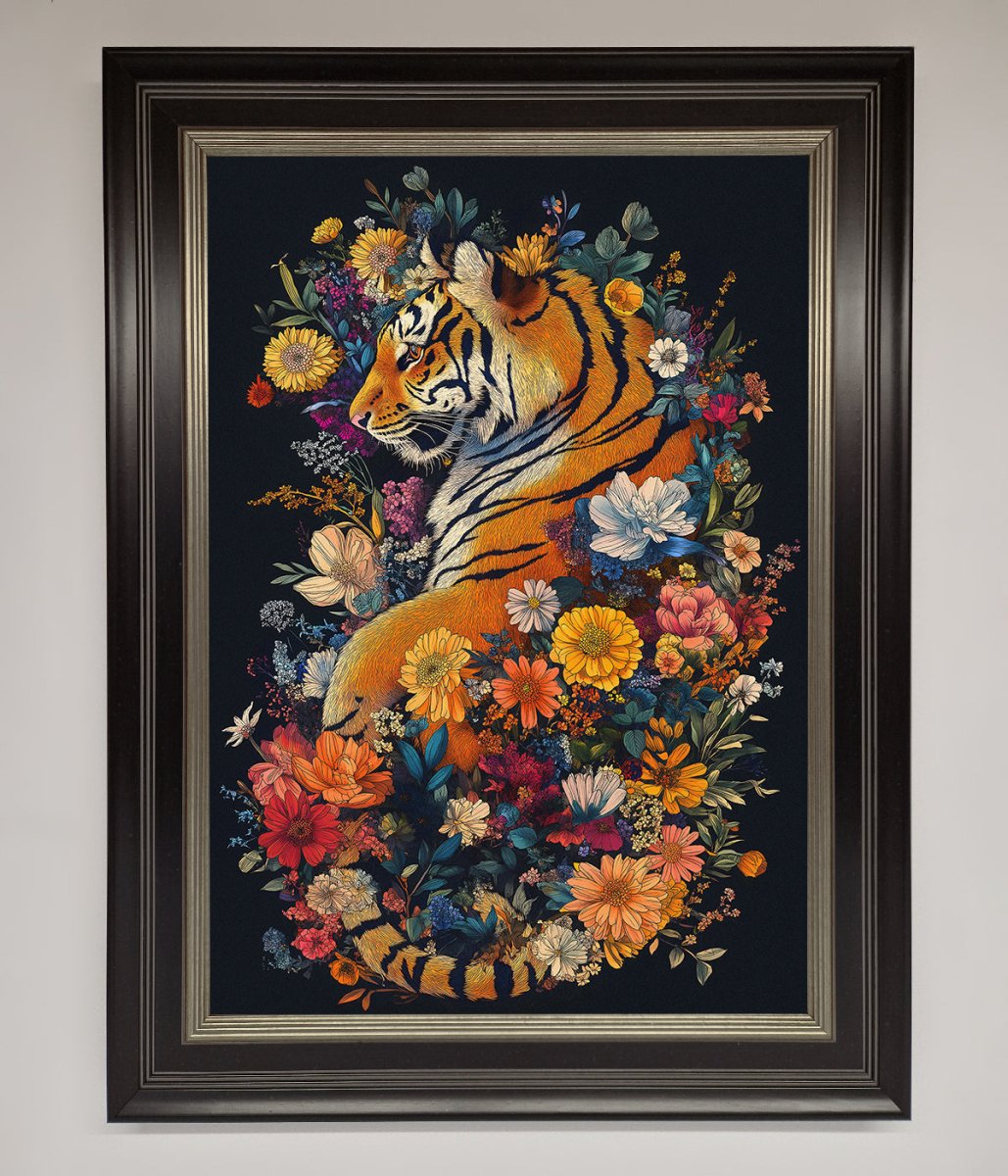 Floral Garden Tiger Framed Wall Art-7