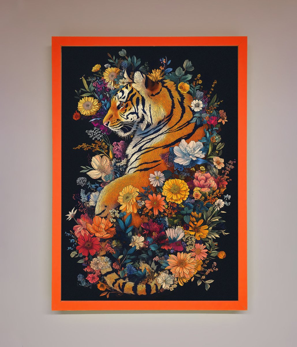 Floral Garden Tiger Framed Wall Art-10