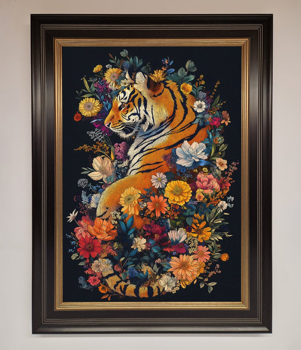 Floral Garden Tiger Framed Wall Art-8
