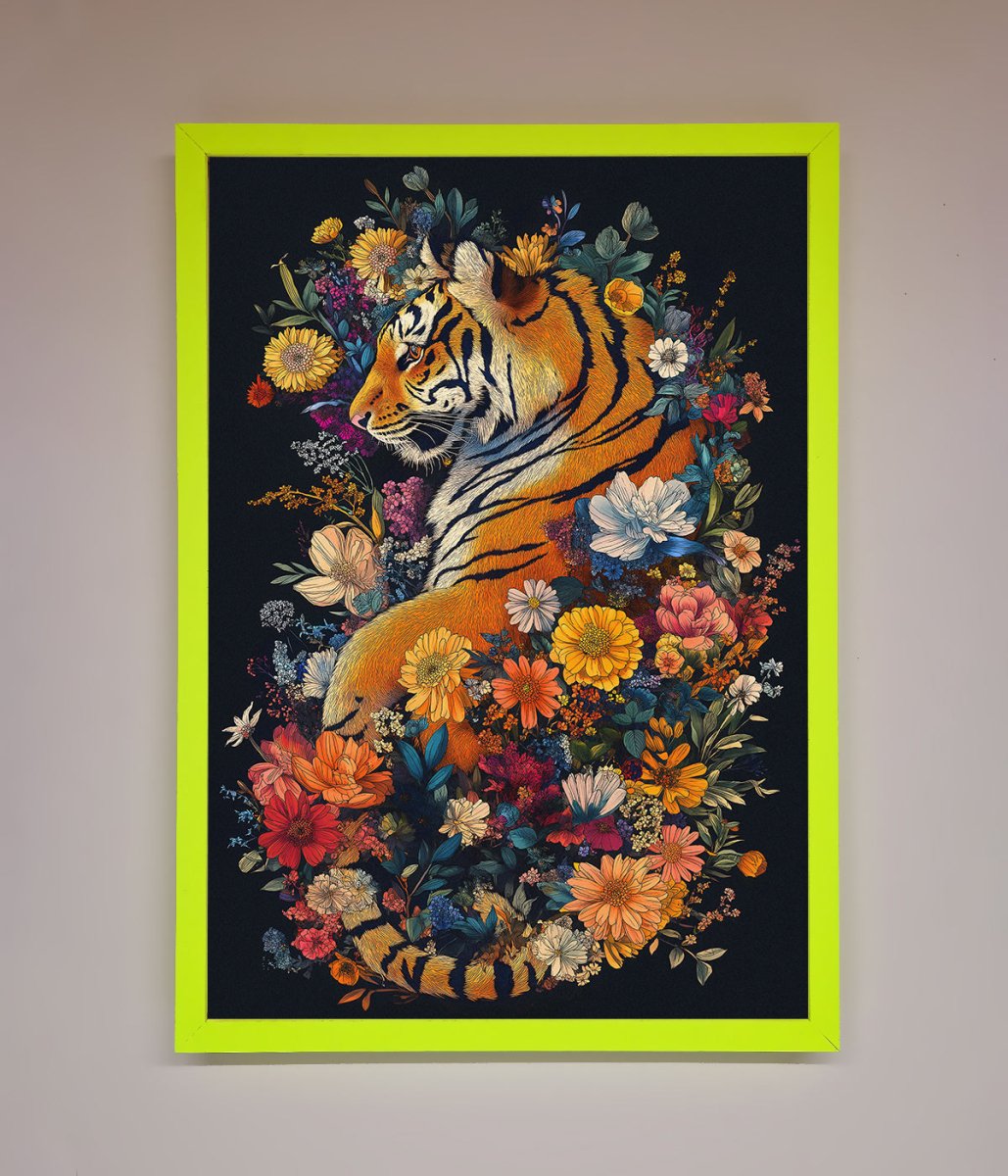 Floral Garden Tiger Framed Wall Art-12