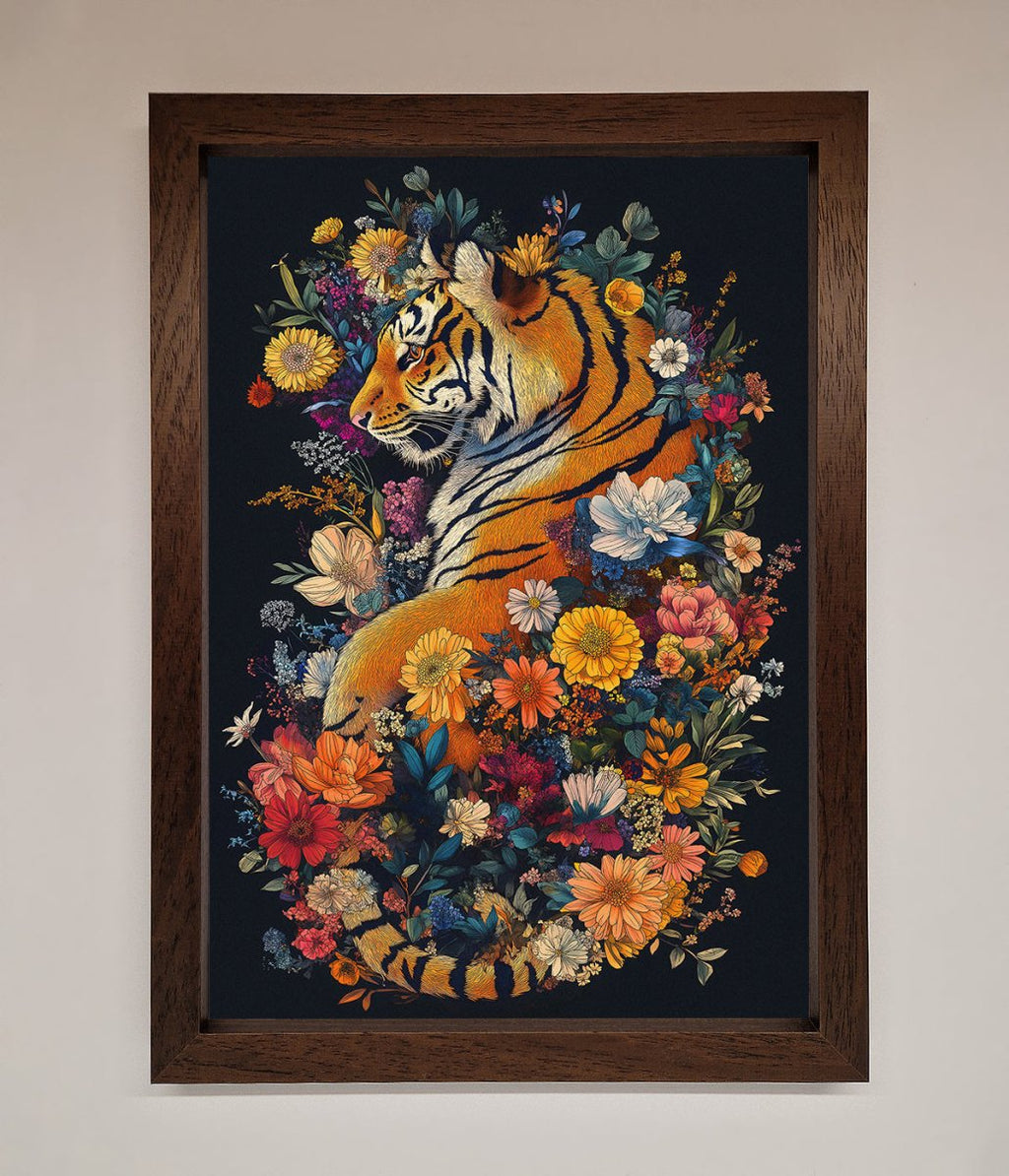 Floral Garden Tiger Framed Wall Art-9
