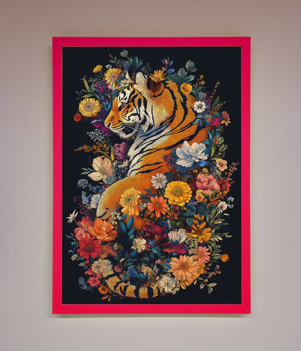 Floral Garden Tiger Framed Wall Art-13