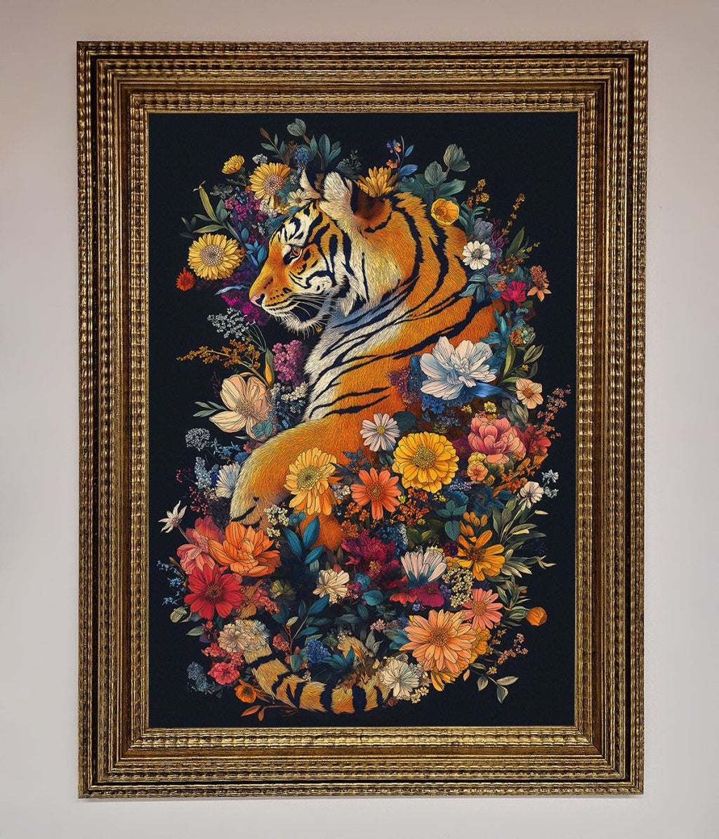 Floral Garden Tiger Framed Wall Art-15