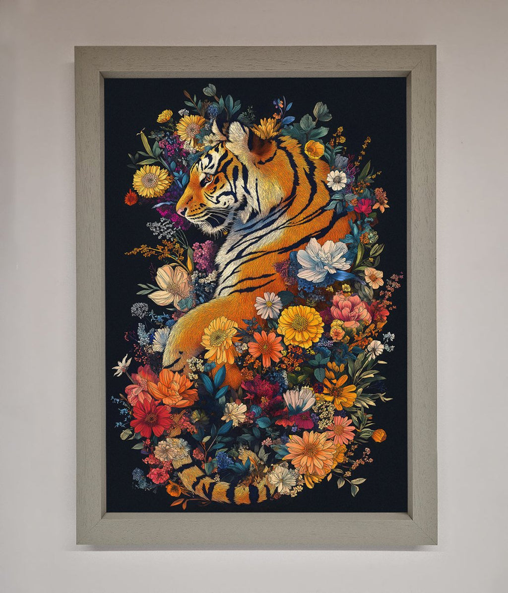 Floral Garden Tiger Framed Wall Art-3