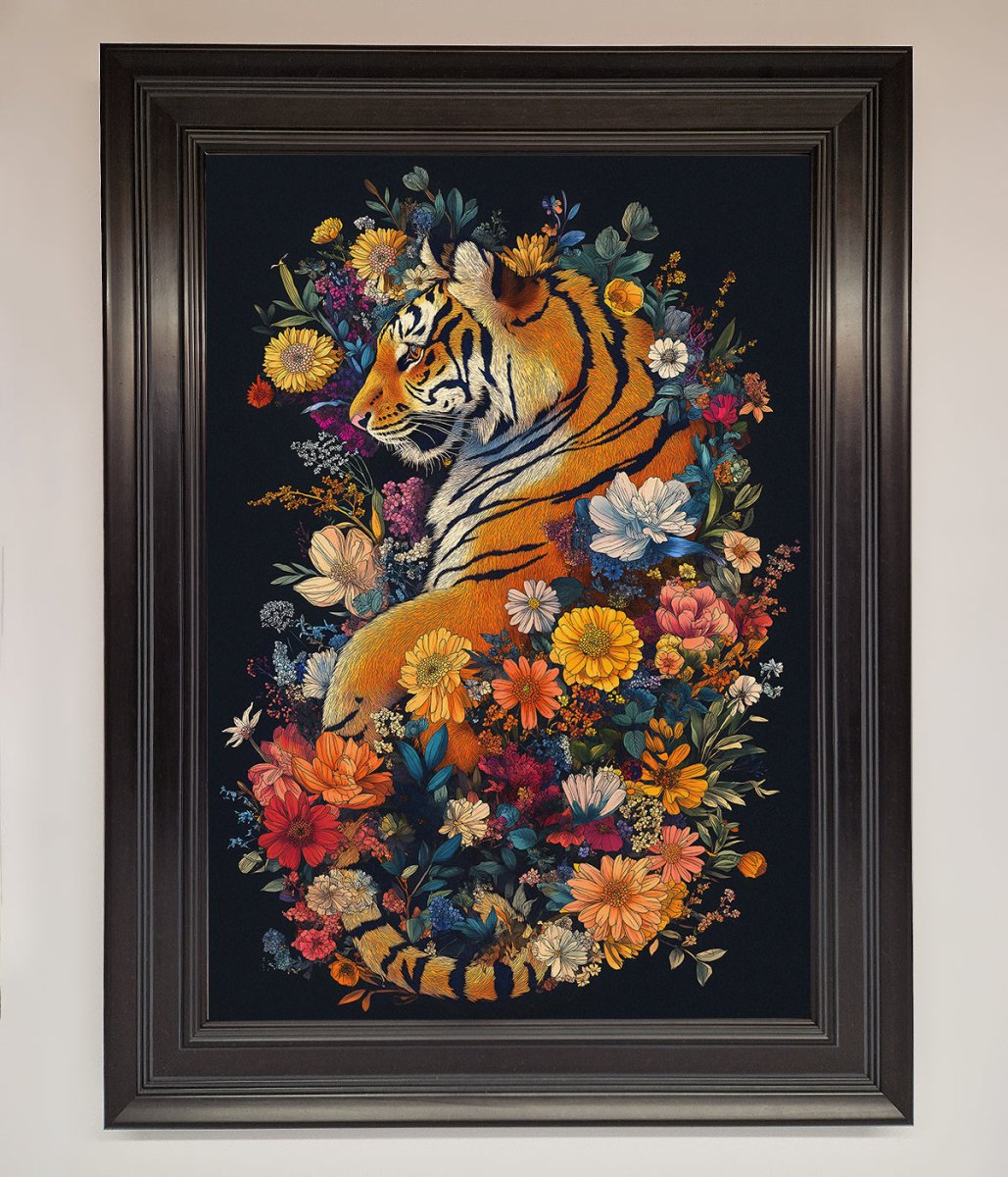 Floral Garden Tiger Framed Wall Art-6