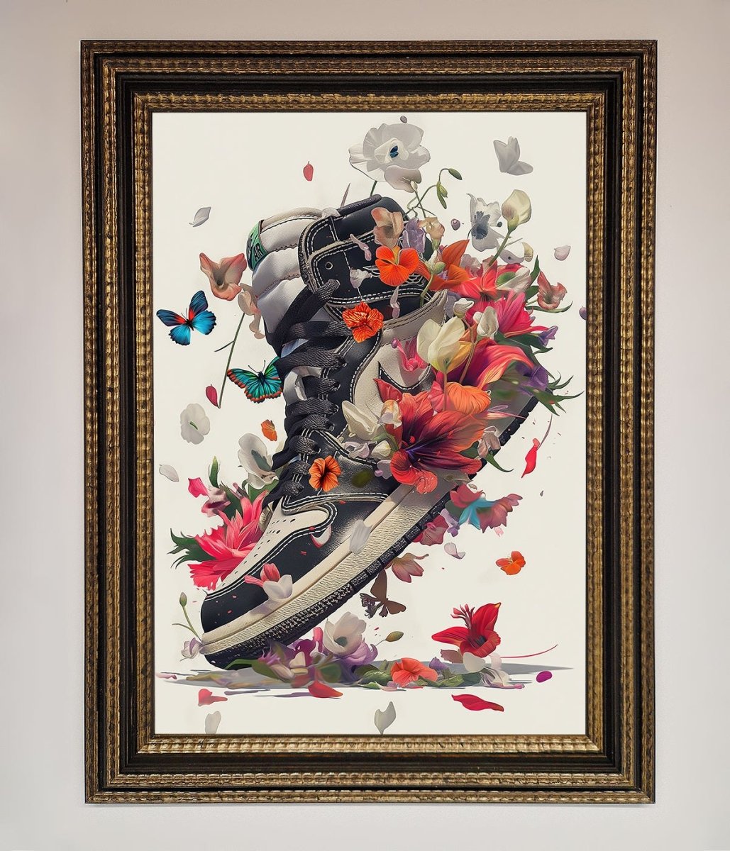 Floral Sneakers Framed Print-18