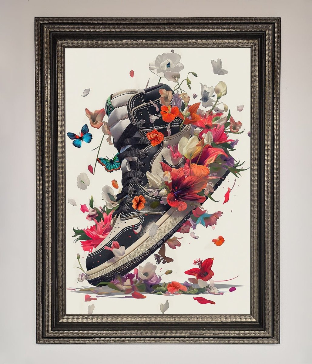 Floral Sneakers Framed Print-17