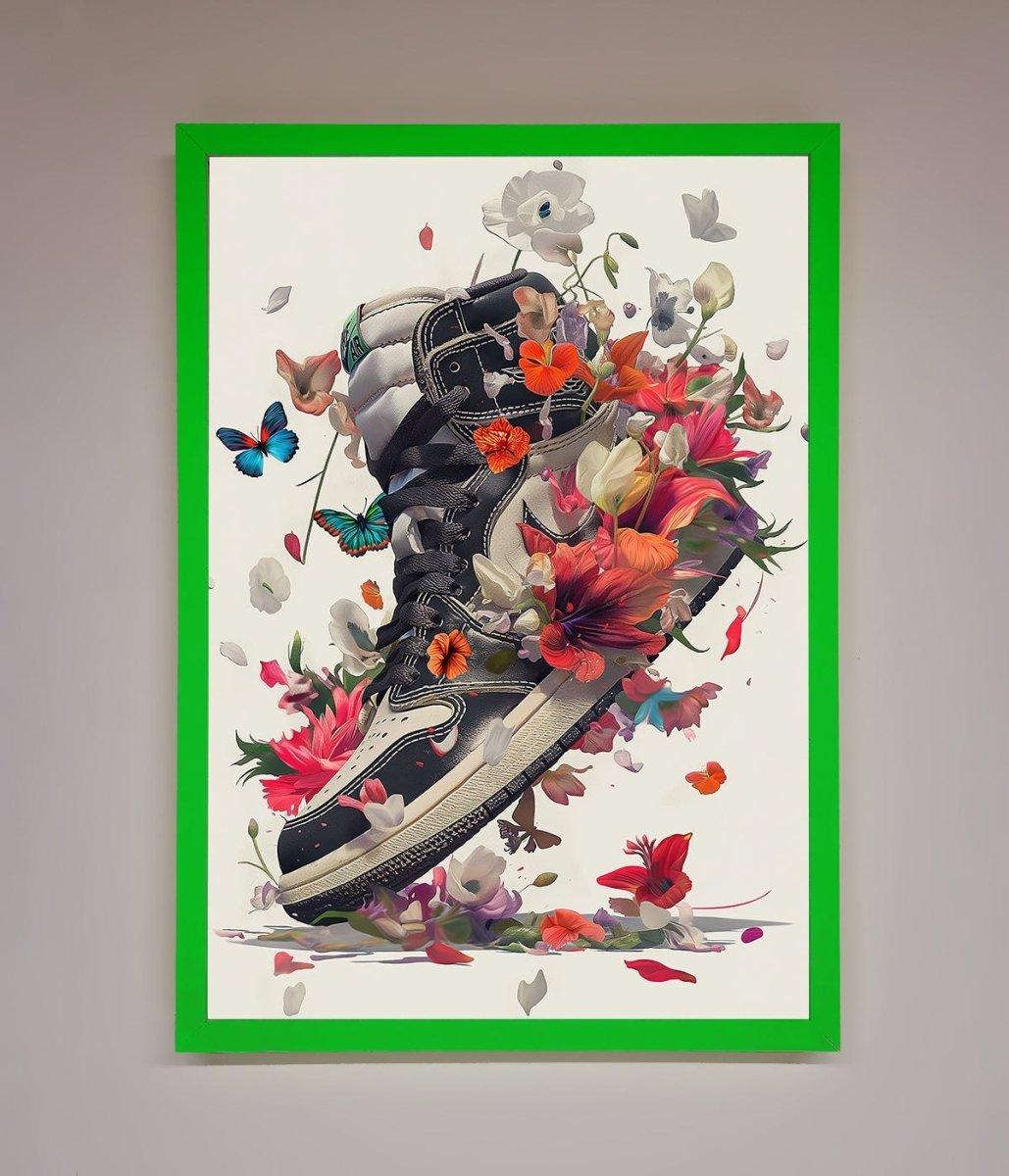 Floral Sneakers Framed Print-11