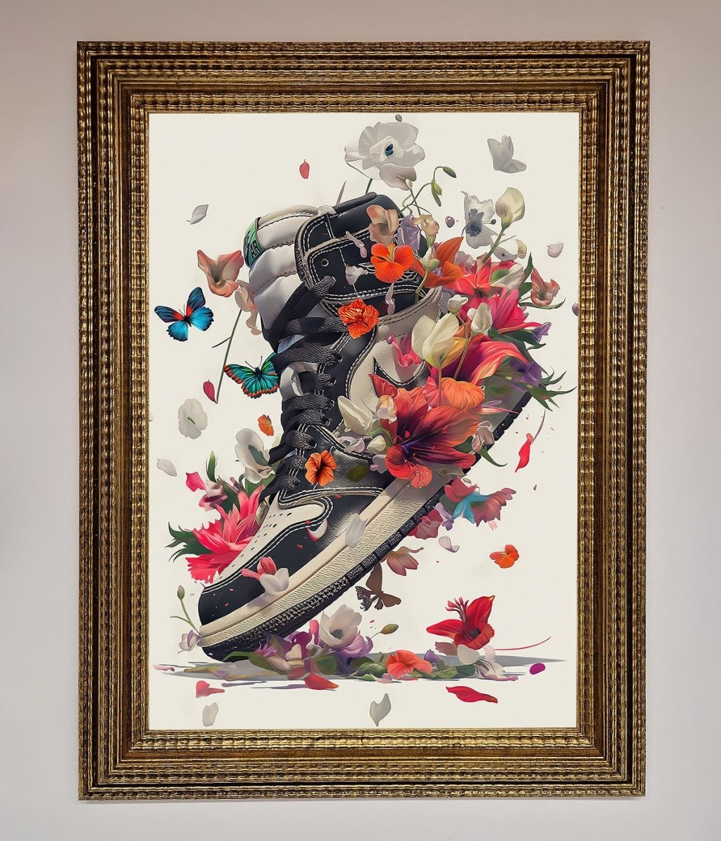Floral Sneakers Framed Print-15