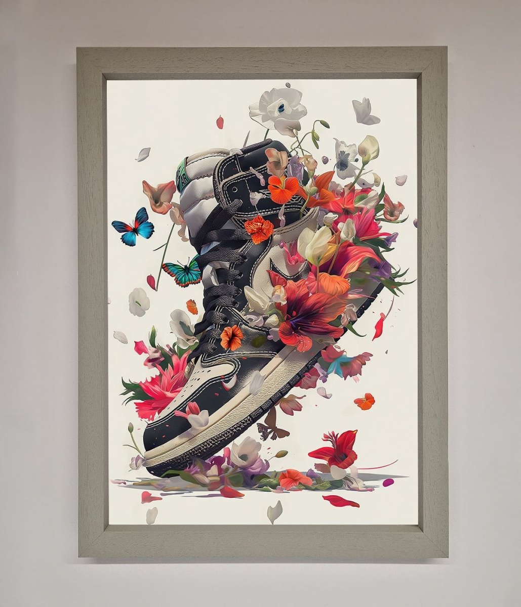 Floral Sneakers Framed Print-3