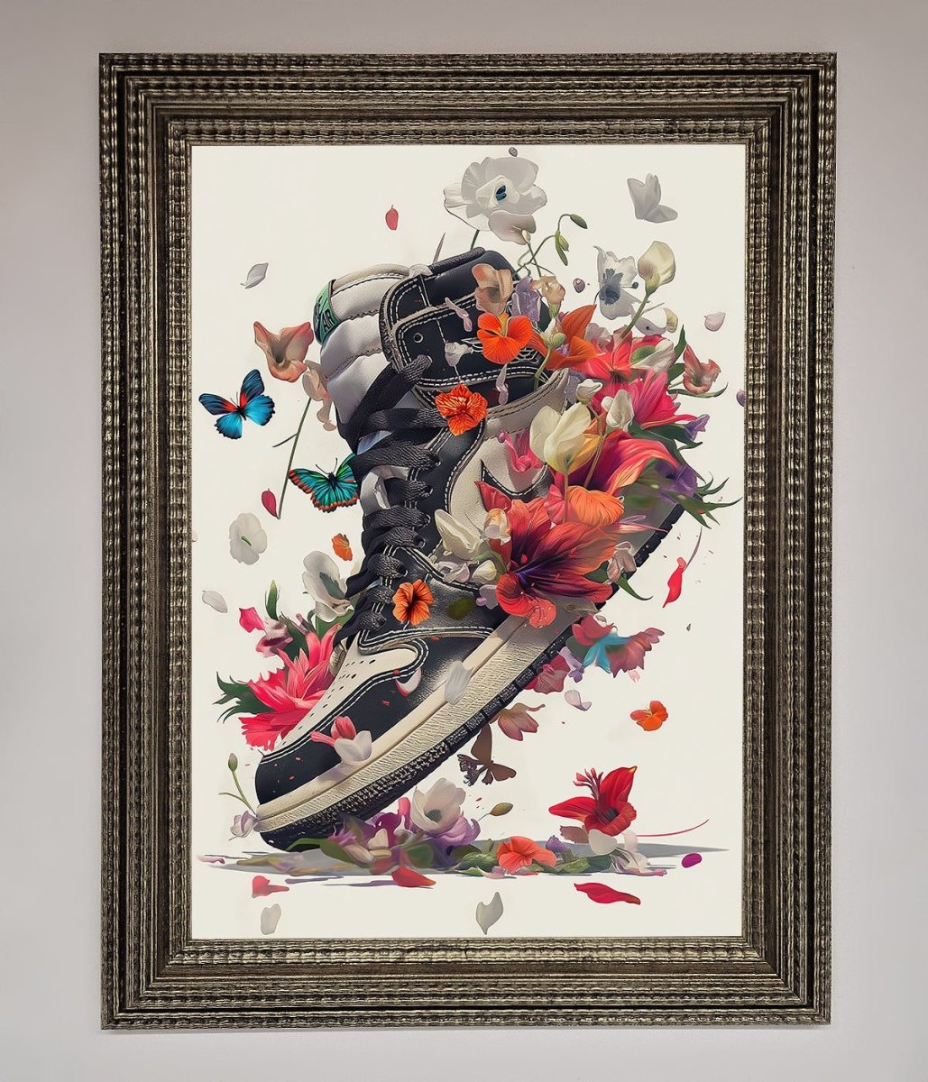 Floral Sneakers Framed Print-16