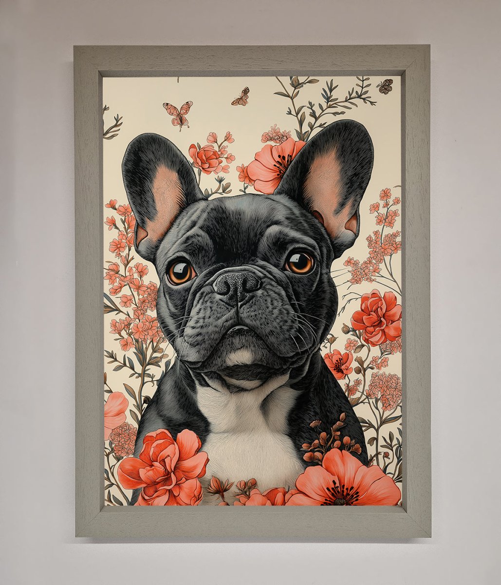 French Bulldog In Flowers Framed Print-3