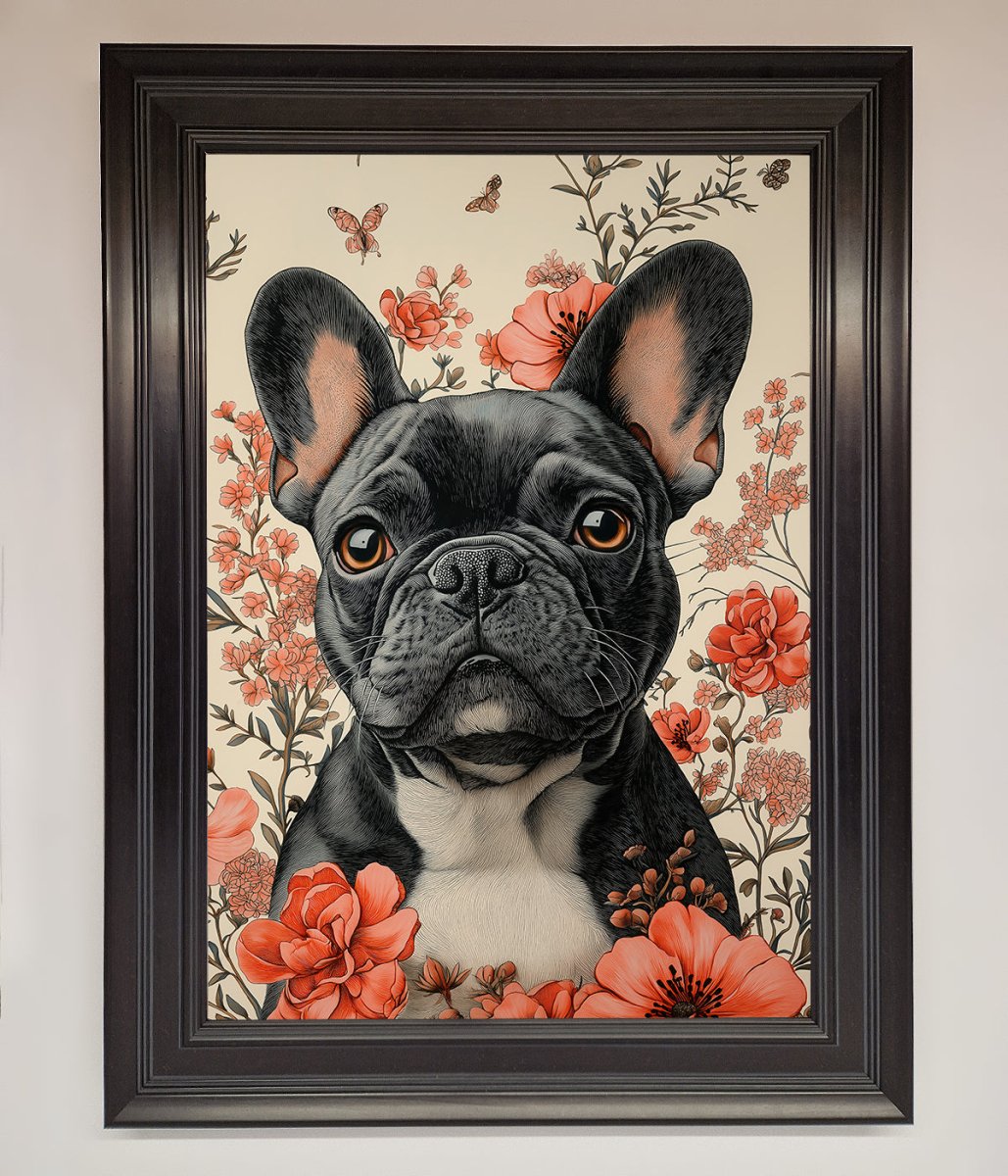 French Bulldog In Flowers Framed Print-6