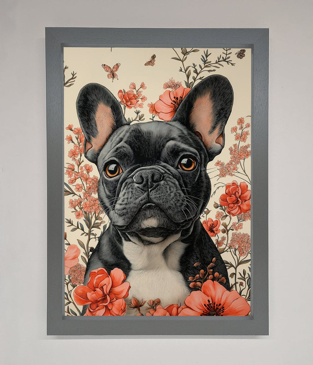 French Bulldog In Flowers Framed Print-4