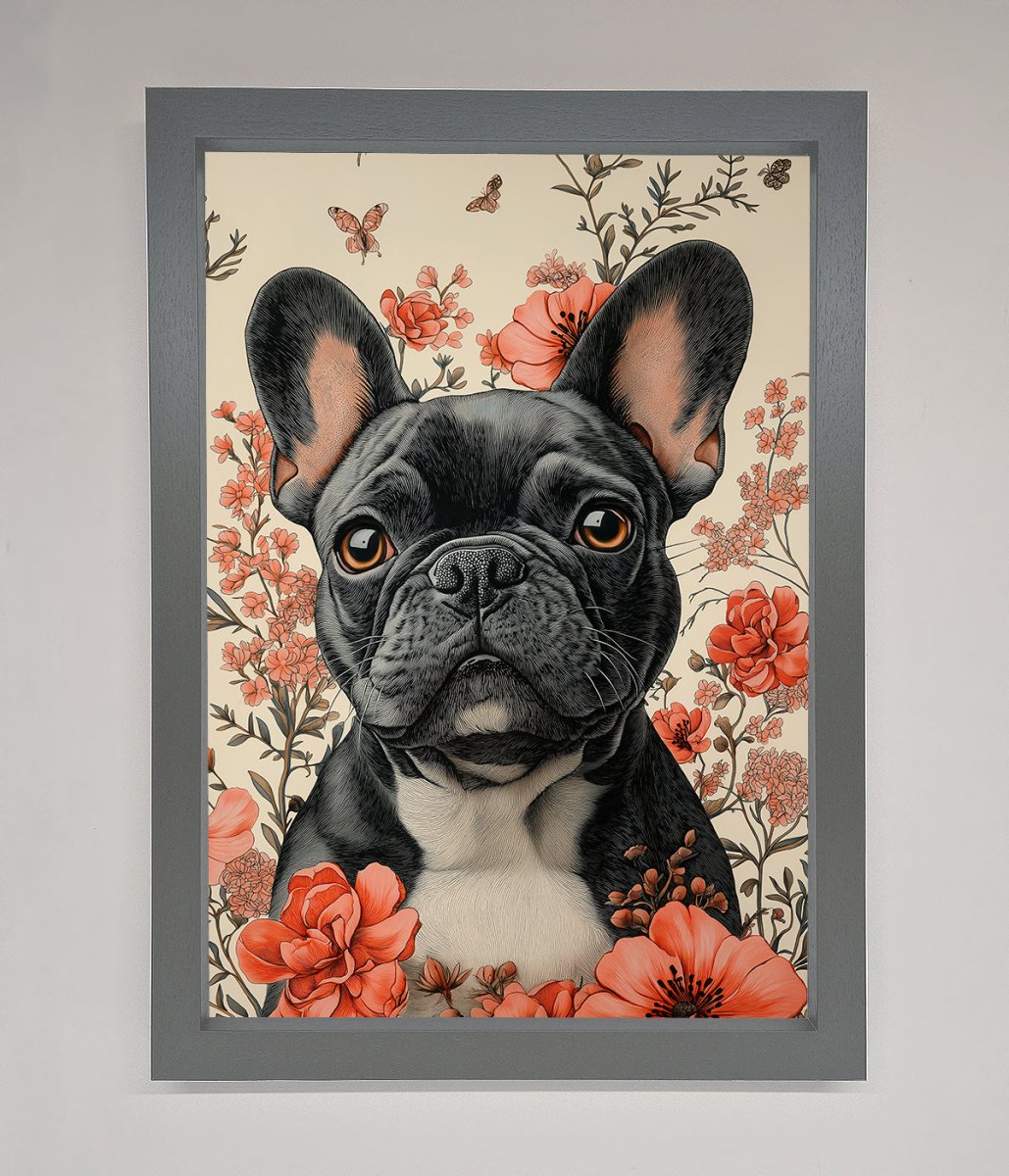 French Bulldog In Flowers Framed Print-4