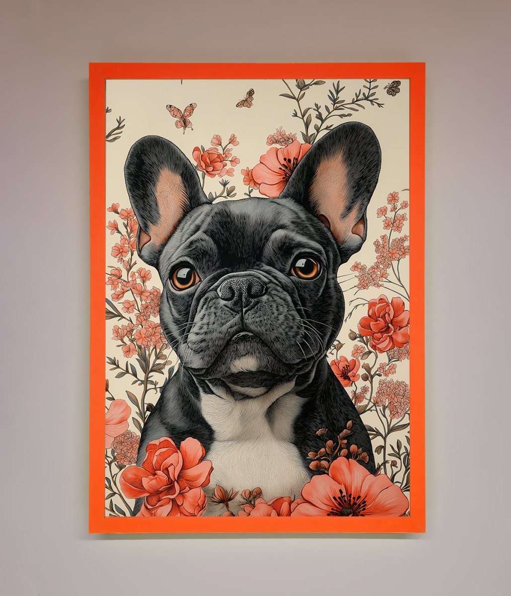 French Bulldog In Flowers Framed Print-10