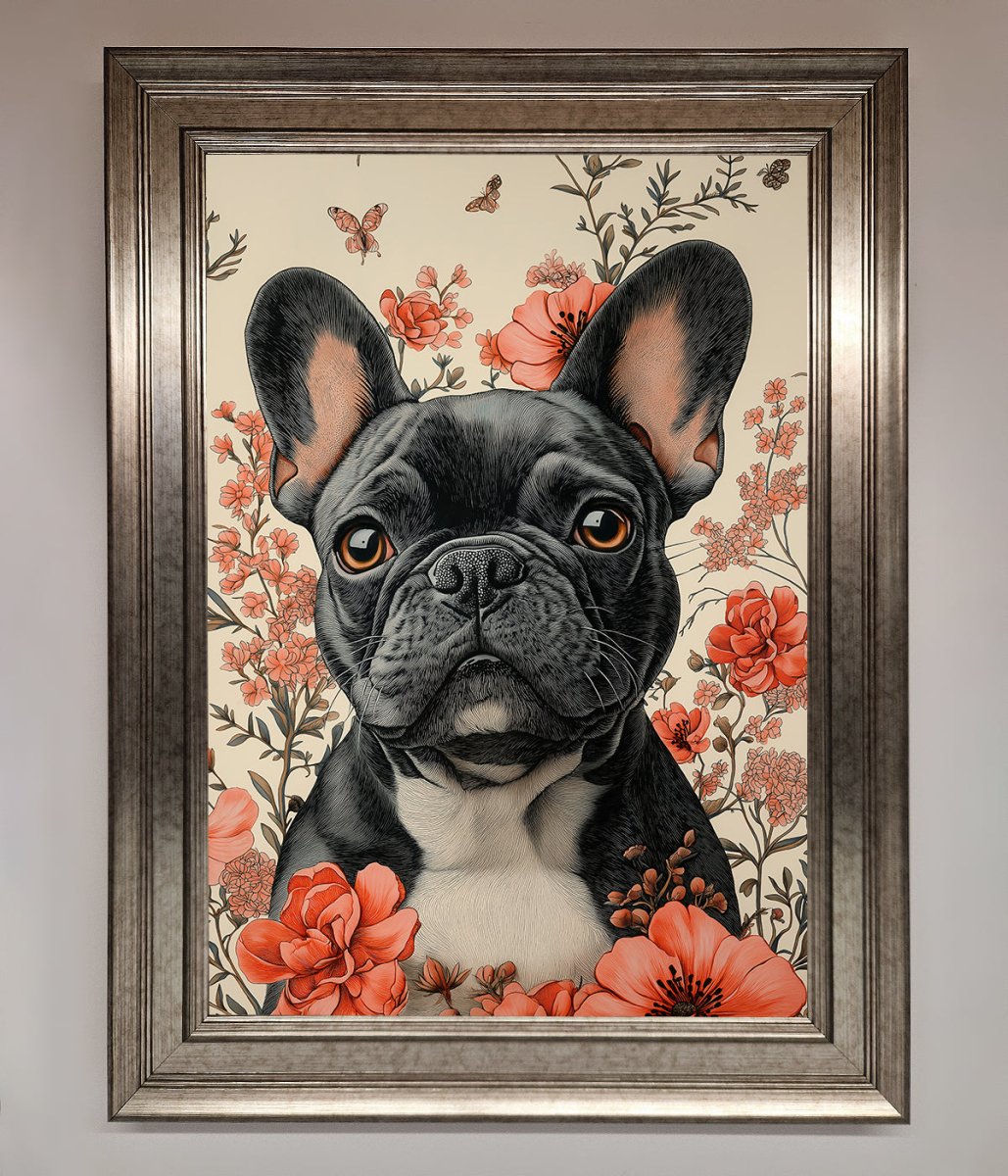 French Bulldog In Flowers Framed Print-5