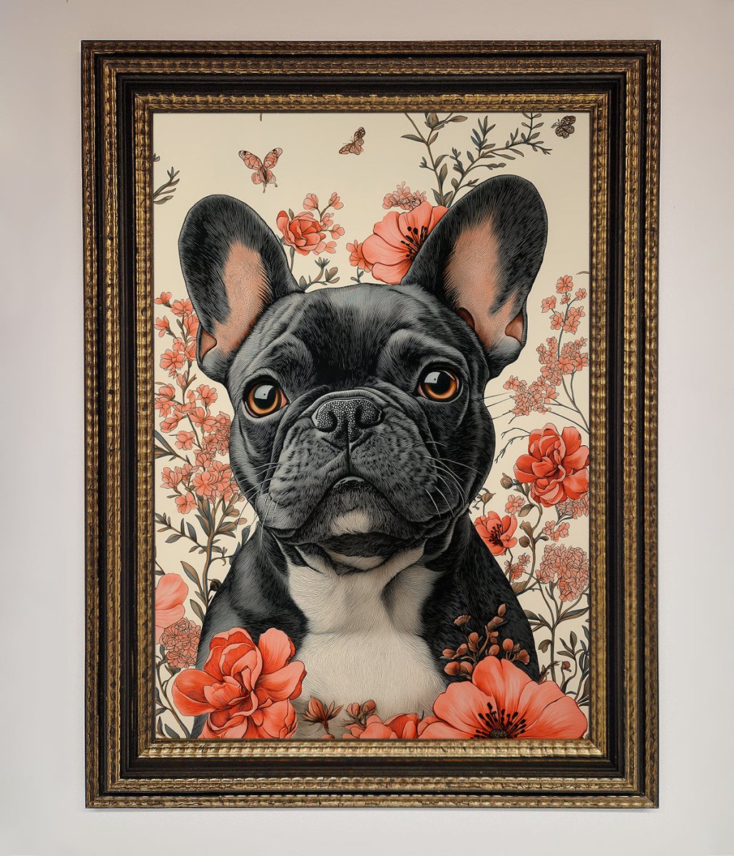 French Bulldog In Flowers Framed Print-18